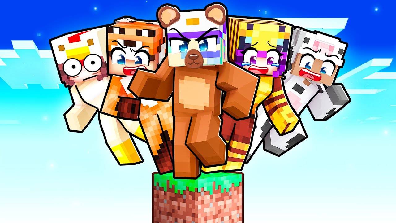 10 FRIENDS on one ANIMAL BLOCK in Minecraft!