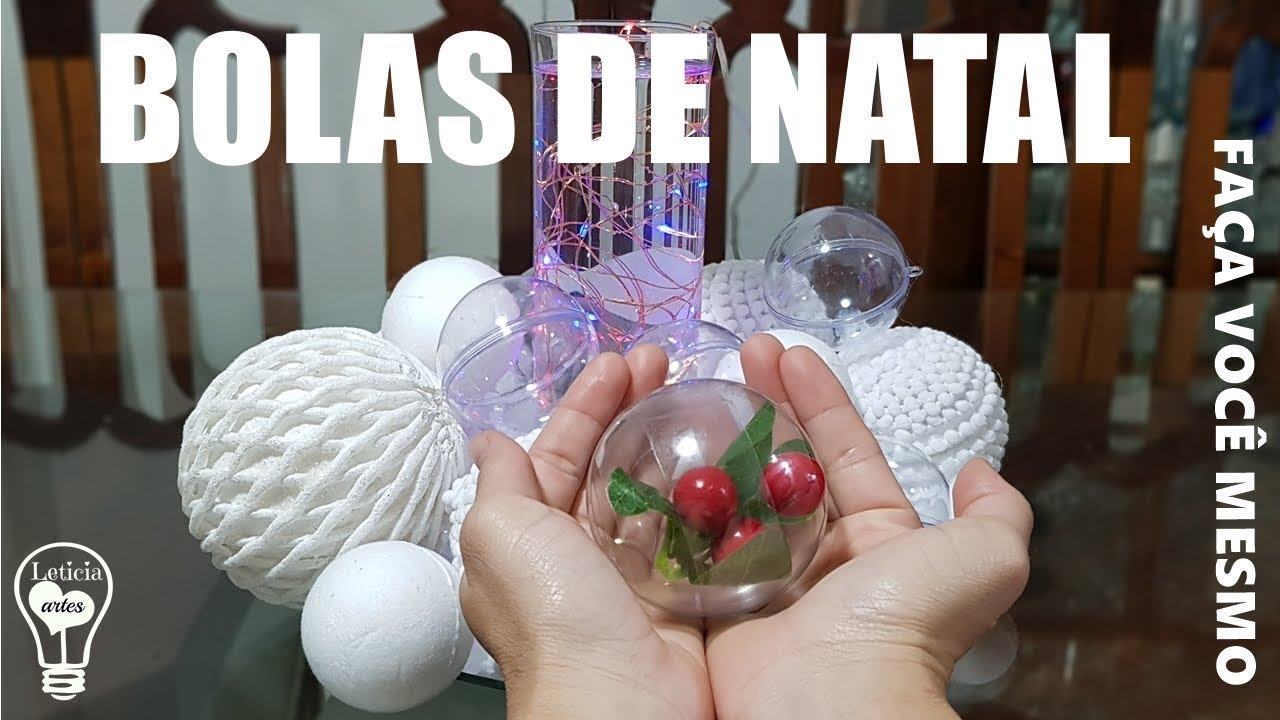 COMO FAZER  BOLAS DE NATAL   BRANCA E  TRANSPARENTE