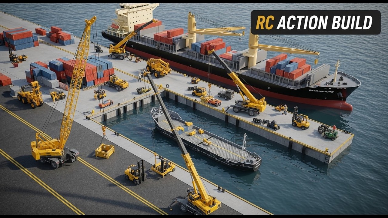 Building a Massive 187 Scale Port Gantry Crane & Modular Quay Construction