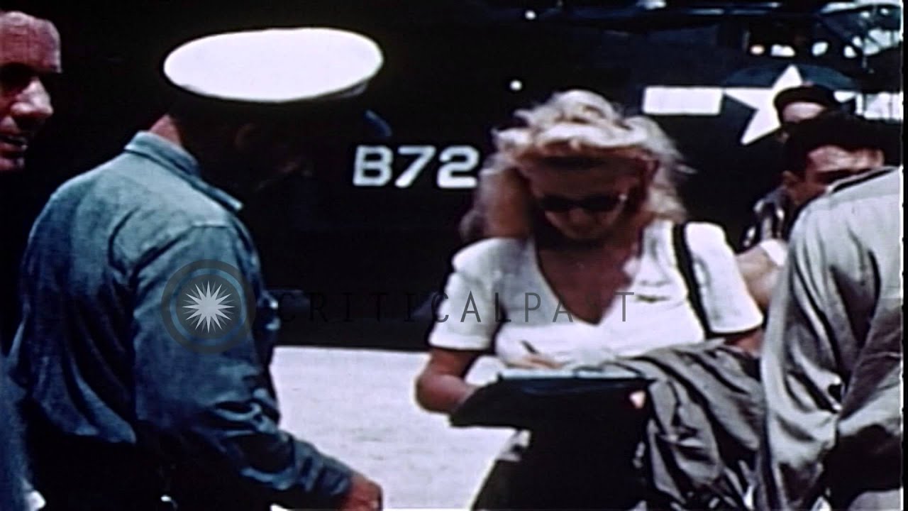 American comedian Jack Benny and actress Carole Landis at Eniwetok Island HD Stock Footage
