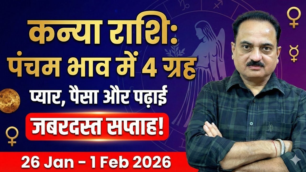 कन्या राशि 26 जनवरी से 1 फरवरी 2026 | पंचम भाव में 4 ग्रह: प्यार और पैसे की बारिश? | Kanya Weekly