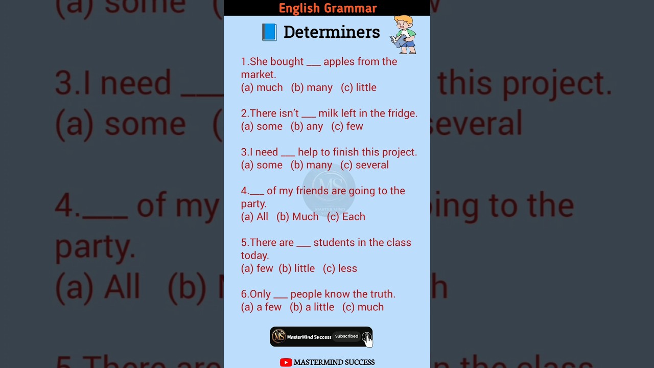 Determiners in English Grammar | English Grammar Practice #shorts #mastermindsuccess #english