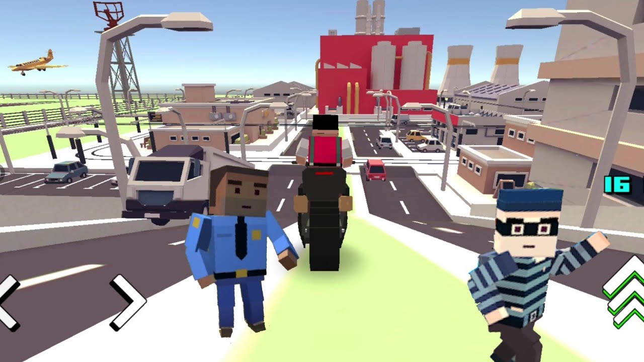 Blocky Moto Racing: Nerd Stopped by Police for Speed Limit Driving Monster Moto and