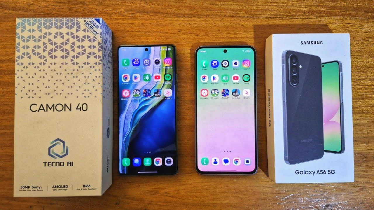 SAMSUNG GALAXY A56 5G VS TECNO CAMON 40.