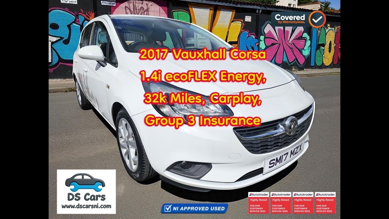 2017 Vauxhall Corsa 1.4i ecoFLEX Energy, 32k Miles, Carplay, Group 3 Ins