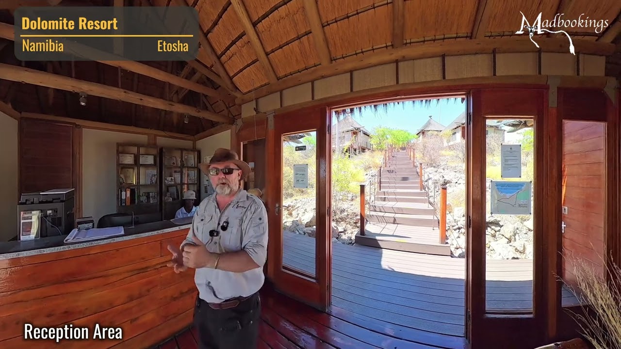 Добро пожаловать на ресепшн курорта Dolomite Resort в формате 360° | Национальный парк Этоша