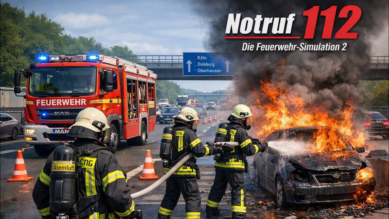 Notruf 112 die  Feuerwehr Simulation teil 2 PKW Brand auf der Autobahn
