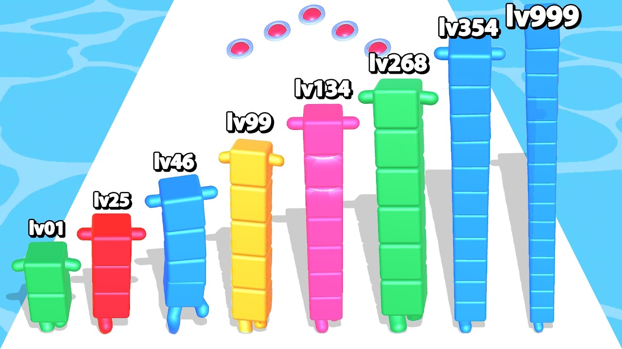 LEVEL UP 'Cube Run 3D' - Level Up Number Block Run Race Stack Master Max Level Freeplay All Games