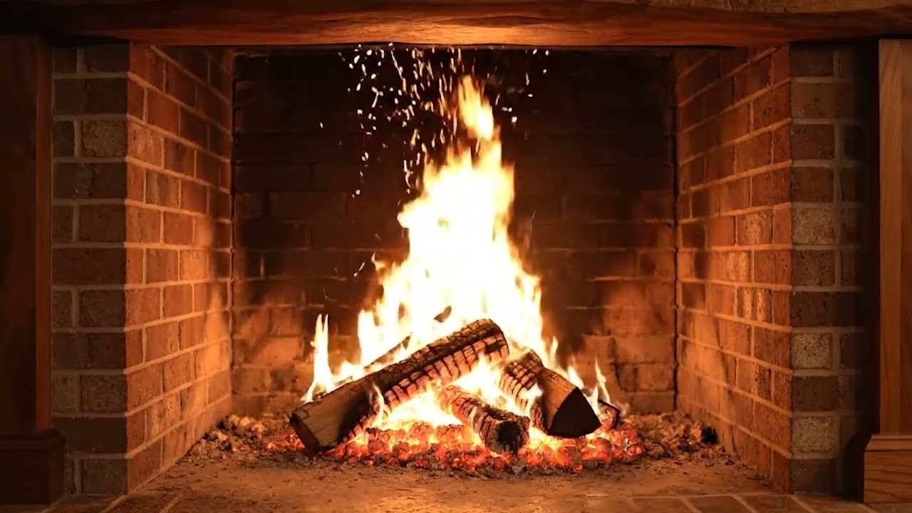 Relax by the cozy brick fireplace and the soothing sound of fire and the soft glow of firelight.