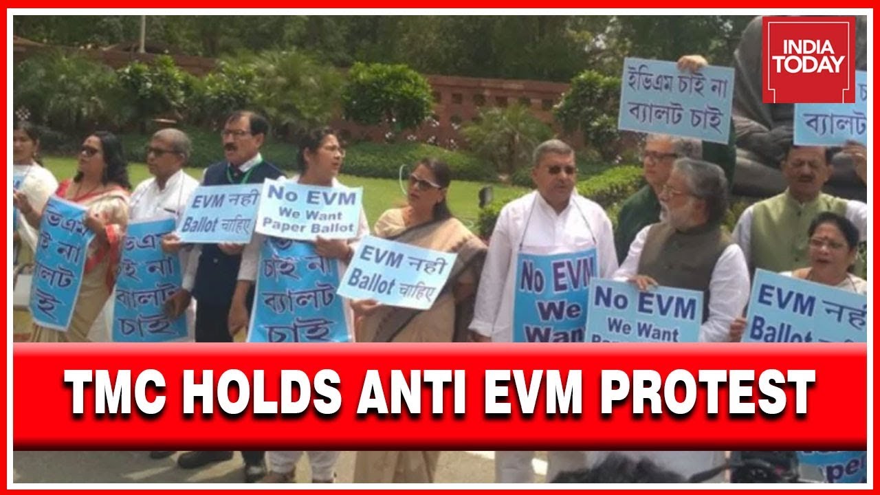 TMC Back To EVM Row, Holds Protests Outside Parliament Demanding Ballot Papers