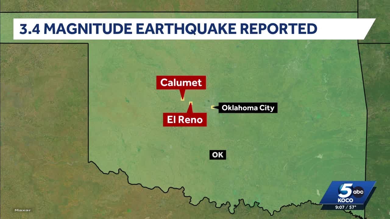 3.4-magnitude earthquake recorded Thursday morning near Calumet, Oklahoma