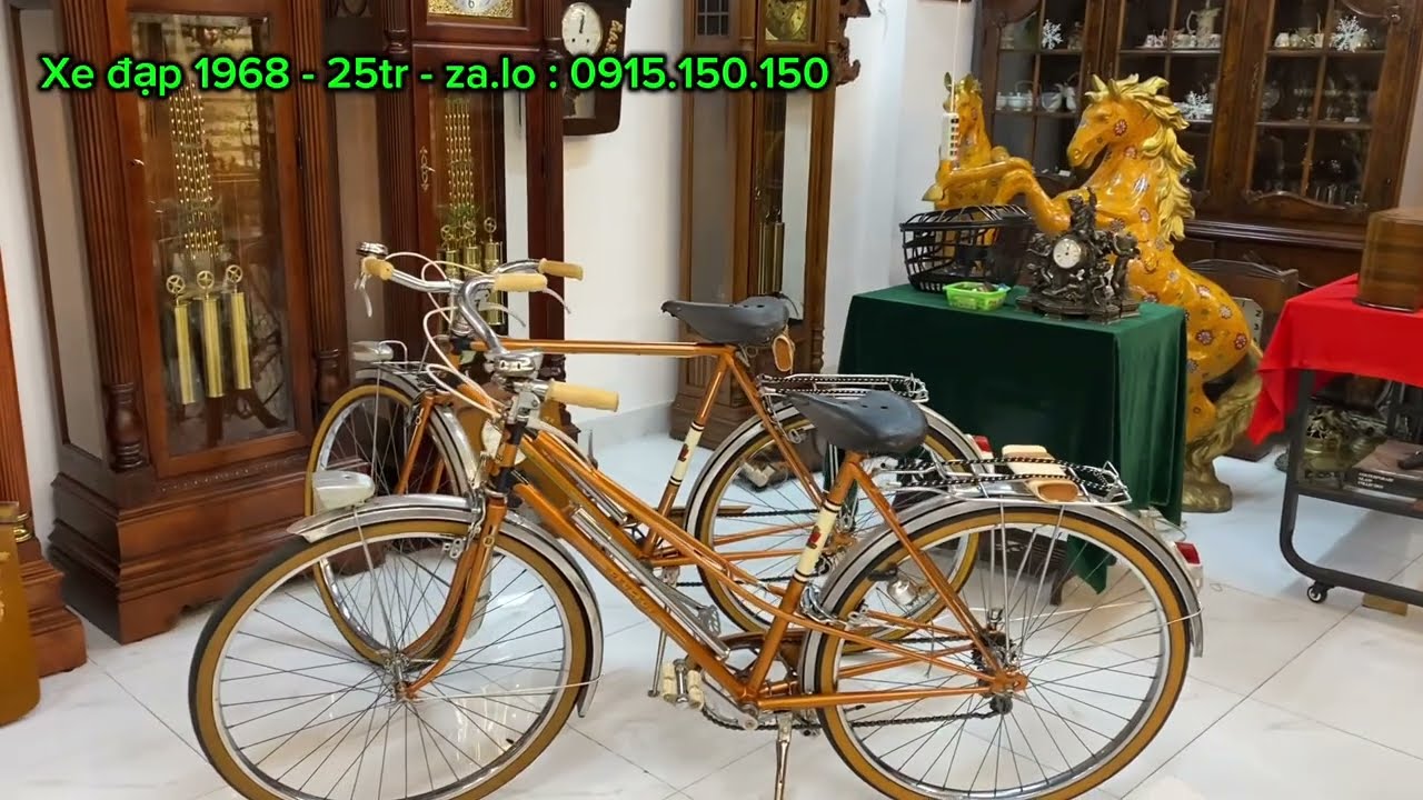 Cặp xe cá vàng 1968 chỉ 25tr/ chiếc các Bác ạ đáng sưu tầm 0915.150.150 || xe đạp Peugeot cổ da đồng