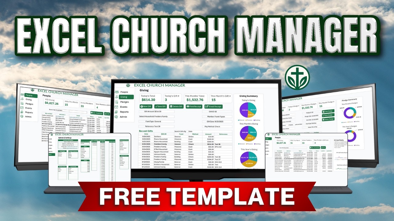Excel Church Manager &mdash; Complete Church Management Template