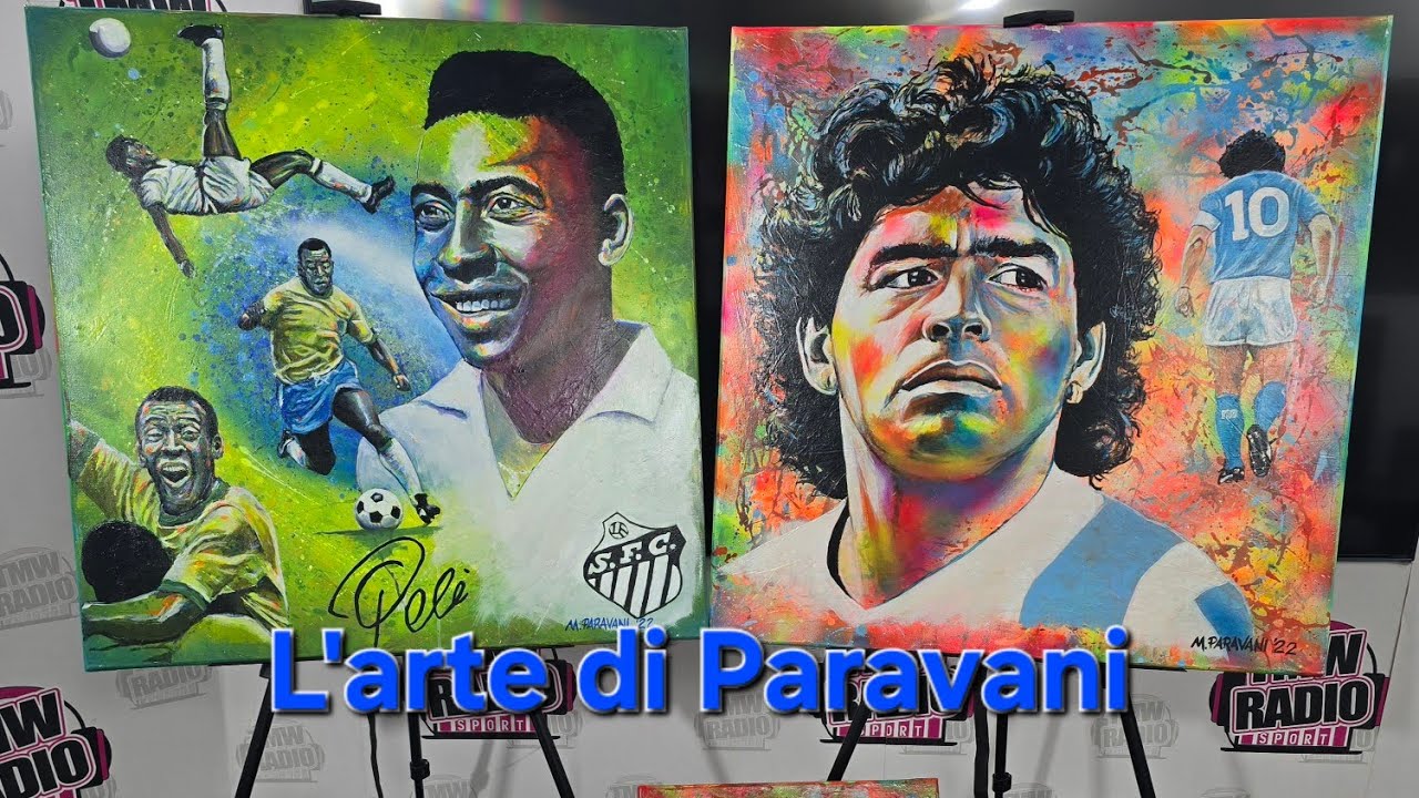 L'artista Massimo Paravani preaenta le sue opere, tra cui il quadro di 