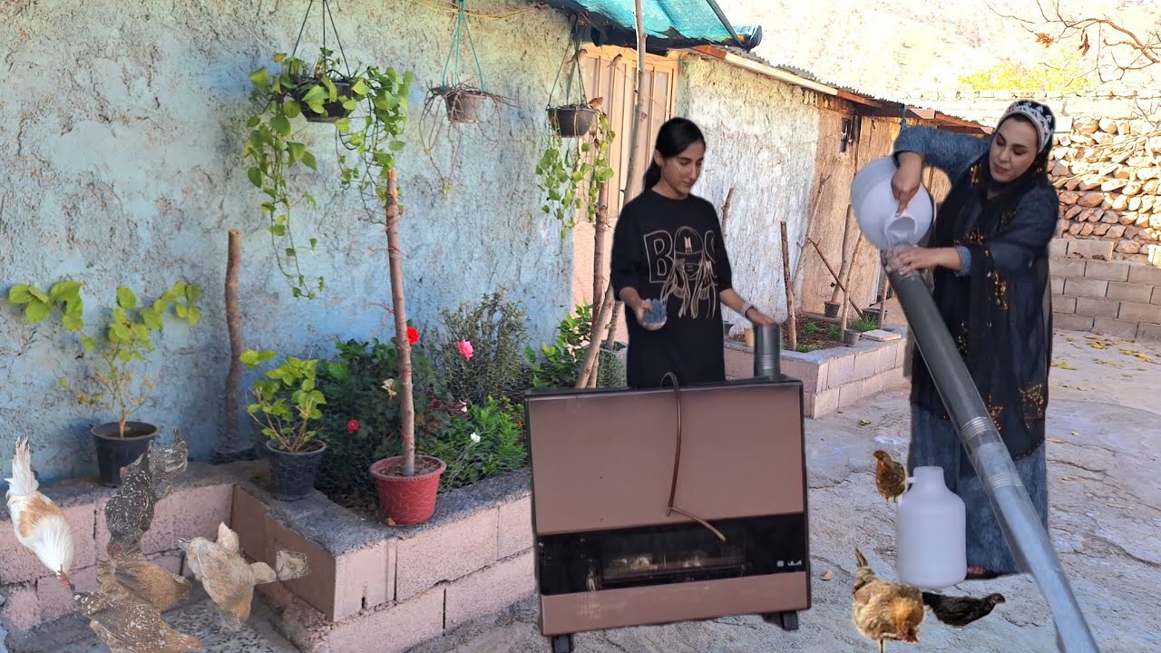 Simple Life in the Village: Washing the Heater, Flowers, Chickens, and a Homemade Dinner