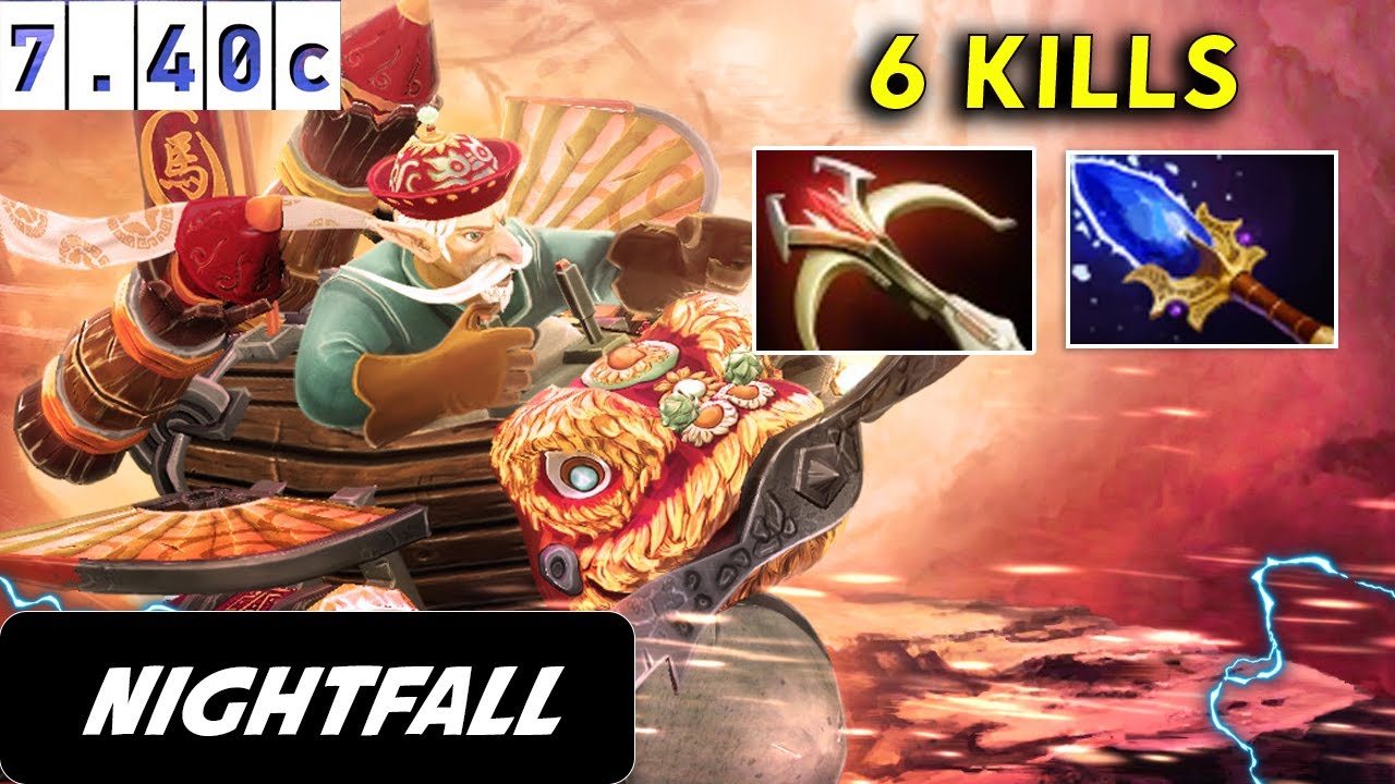 Nightfall Gyrocopter 6 Kills - Dota 2 Patch 7.40c Pro player Full Gameplay