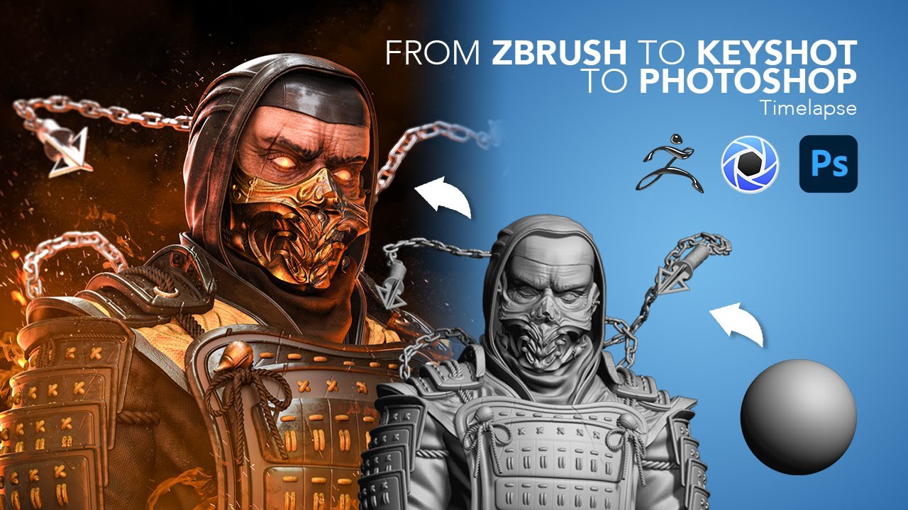 Zbrush Time lapse Scorpion Mortal Kombat 3D Sculpture