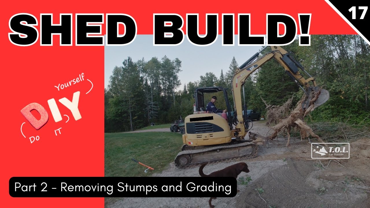DIY Shed Build - Part 2 - Removing Stumps and Grading! (17)