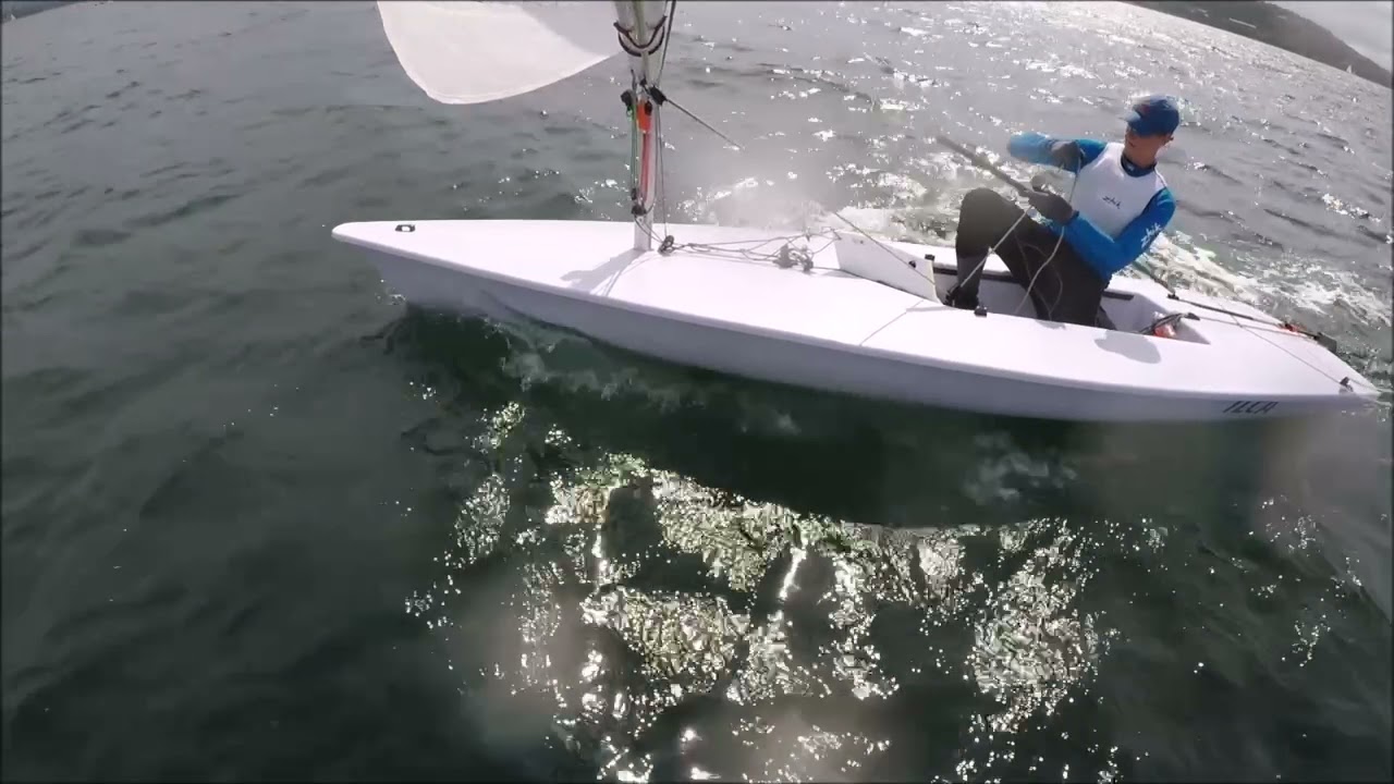 Boom Cam of Brett Beyer working the ILCA/Laser downwind