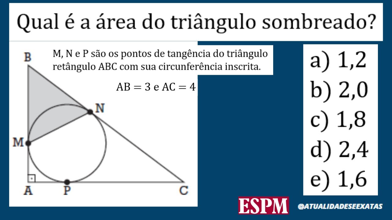 QUAL É A ÁREA DO TRIÂNGULO SOMBREADO? - ESPM