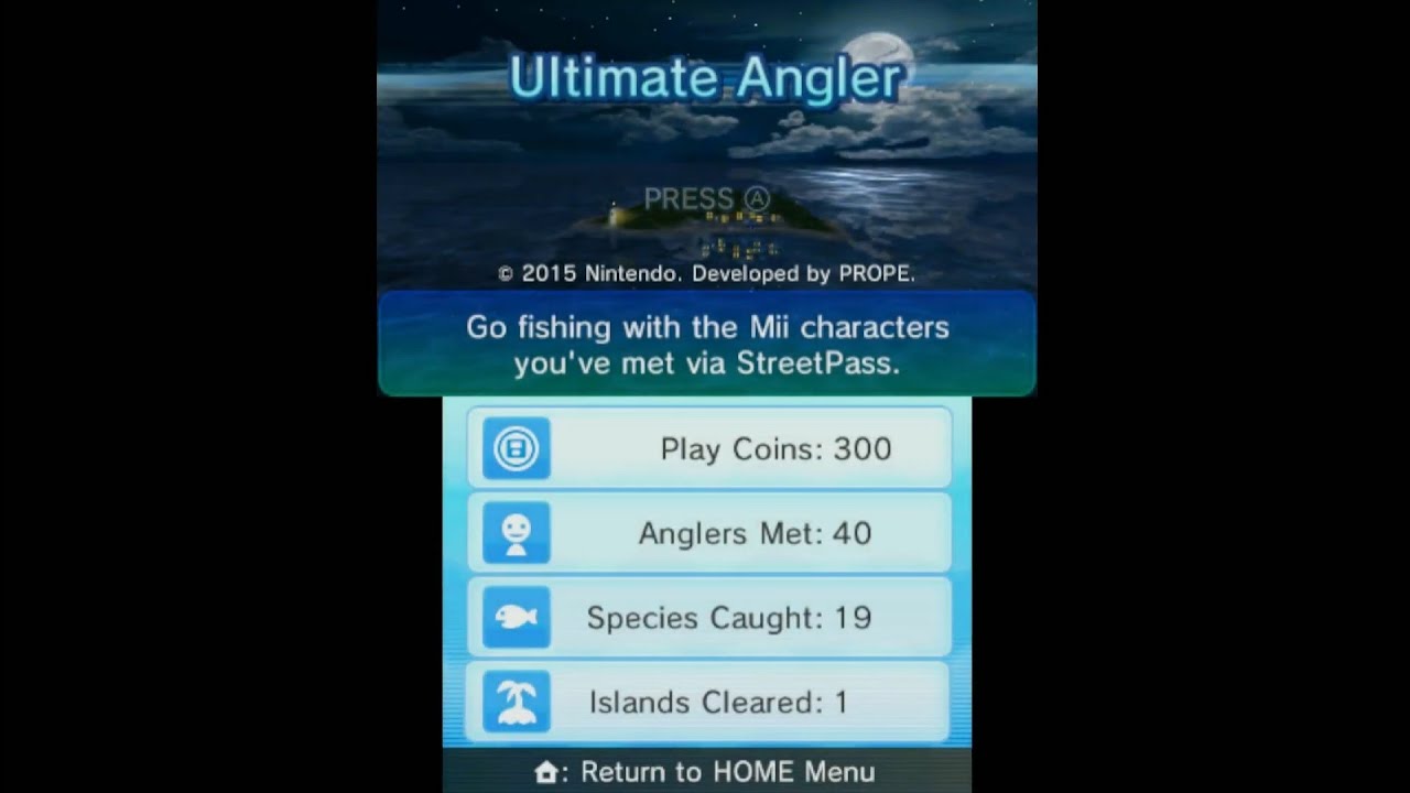 StreetPass Mii Plaza - Ultimate Angler / StreetPass Fishing - Fishing on Giovanna Island (Island 2)