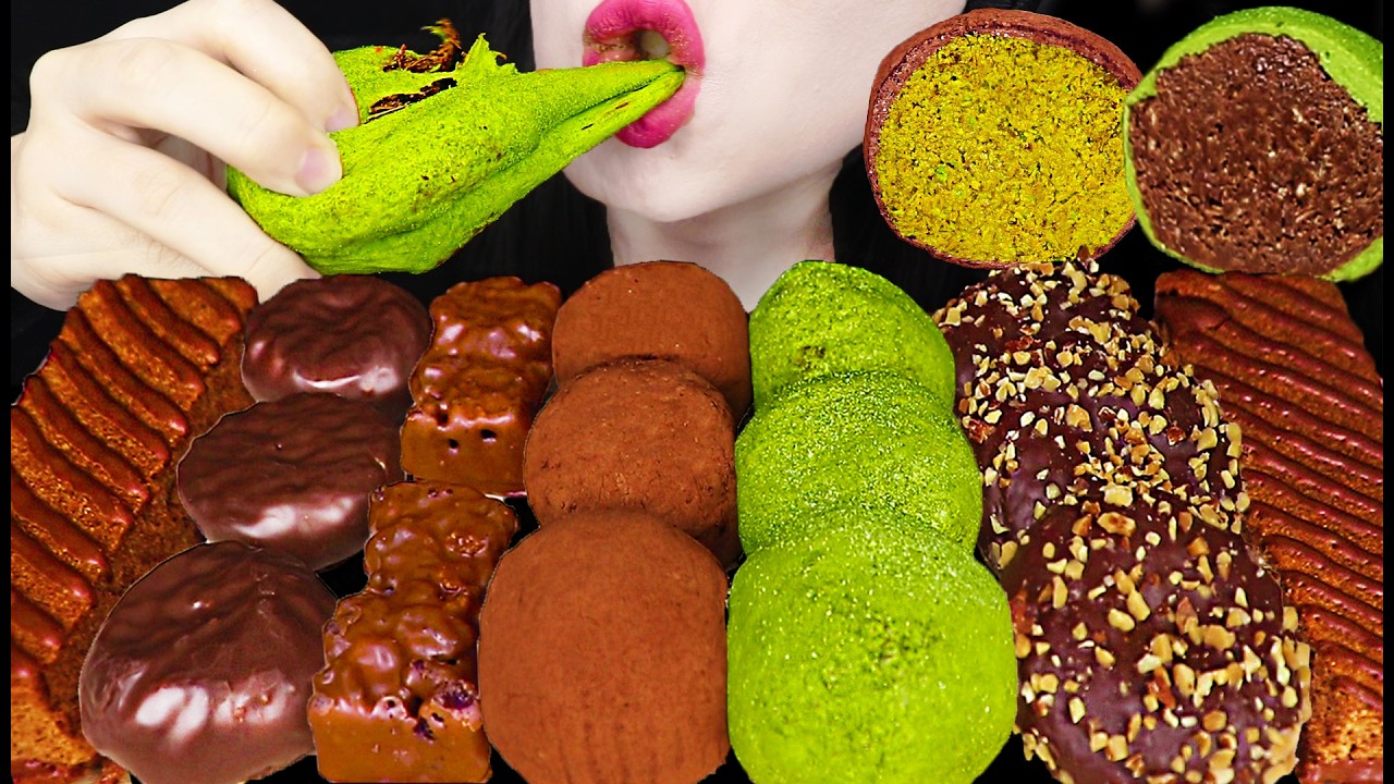 ASMR DUBAI CHOCOLATE DESSERT 두쫀쿠 말쫀쿠 먹방 MUKBANG, EATING