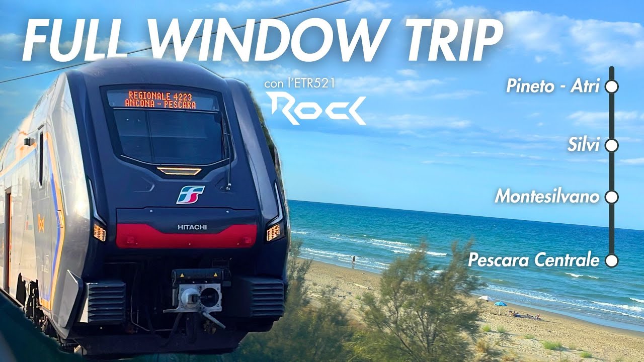 VIAGGIO INTEGRALE CON VISTA SUL MARE ADRIATICO DA PINETO ATRI A PESCARA CENTRALE SULL'ETR521 ROCK!
