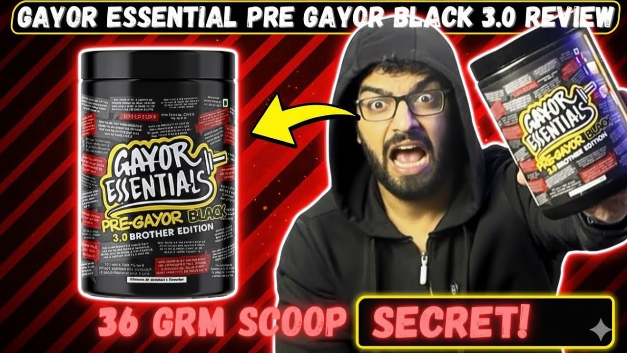Gayor essential black 3.0 honest review!!! Craziest pre workout in india !!! 36grm scoop pre workout
