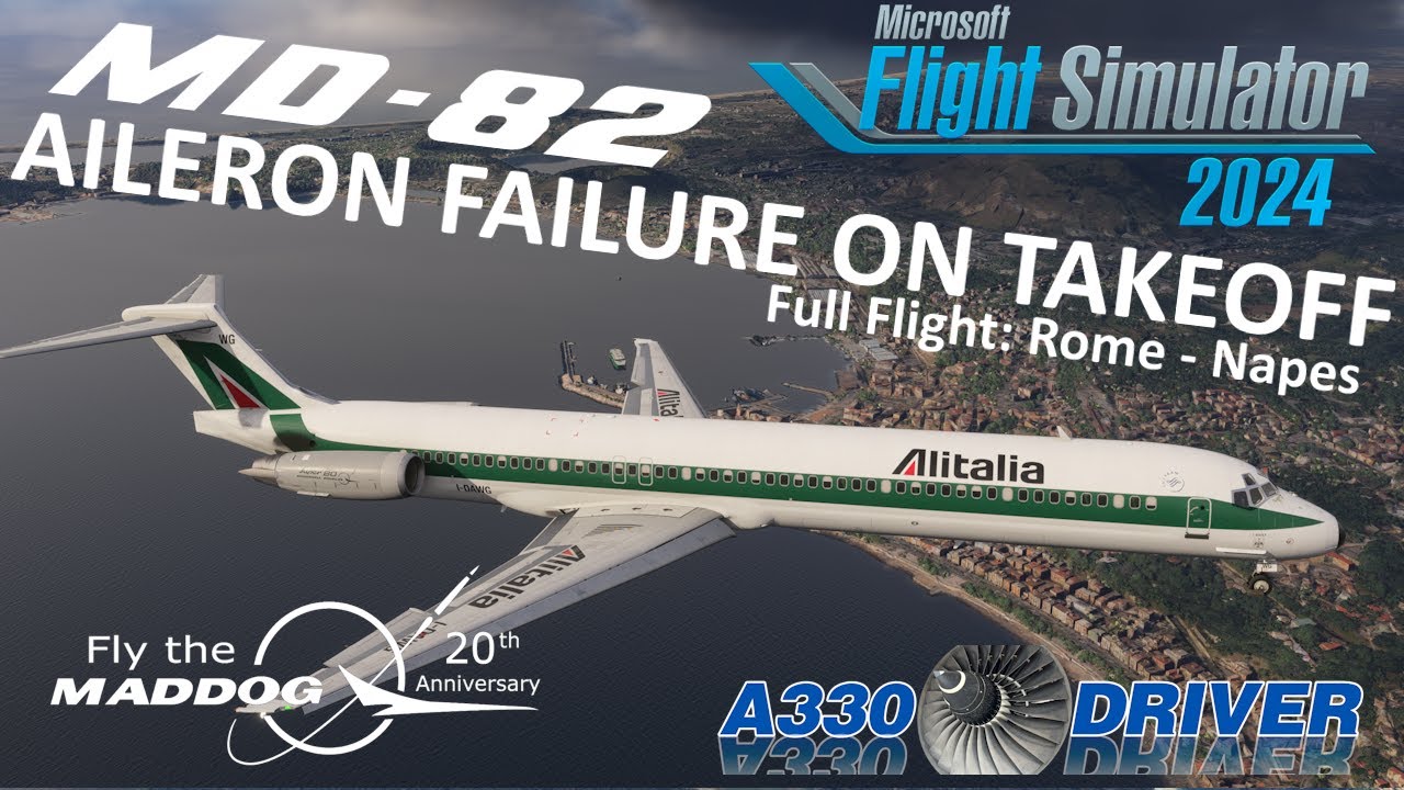 AILERON FAILURE ON TAKEOFF | MD-82 Rome - Naples Full Flight | Real Airline Pilot