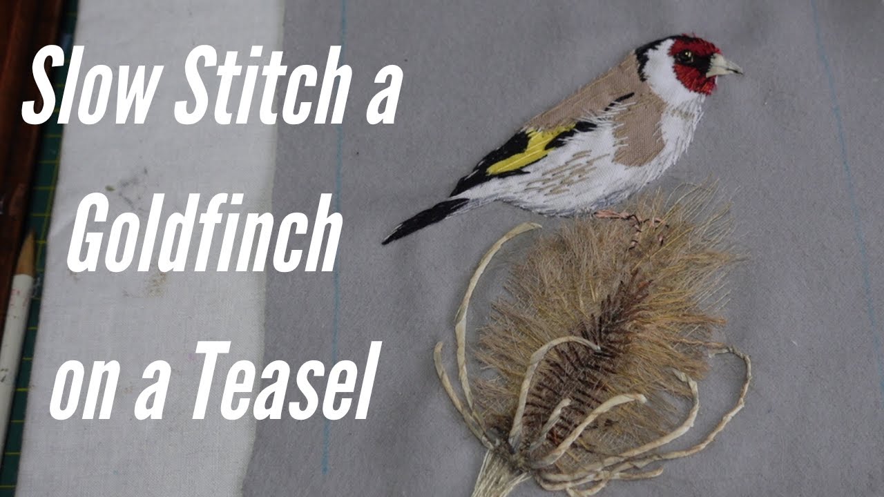 Slow Stitch Goldfinch. Fabric Scraps and Easy Stitching for Page 10 in My Fabric Bird Book