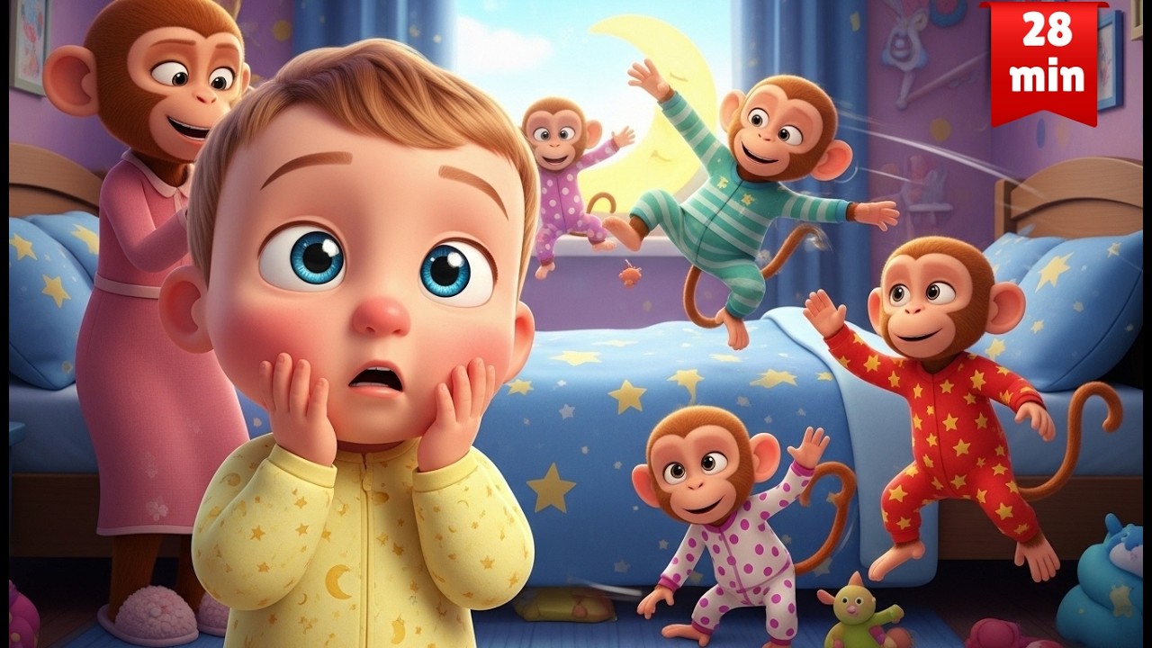 Five Little Monkeys | Five Little Monkeys Nursery Rhymes for Kids | LITTLE LOVELIES