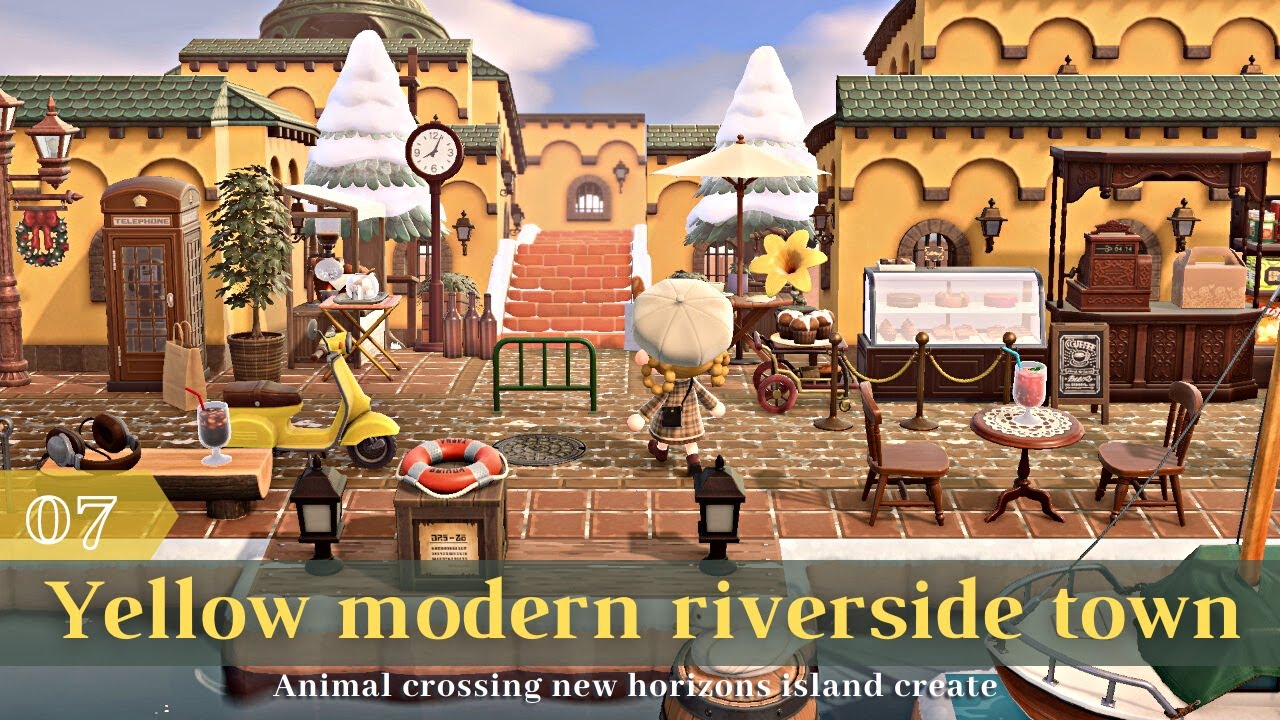 【あつ森】イエローモダンな川沿いの街| Yellow modern riverside town | Animal crossing new horizons | acnh【島クリエイト】