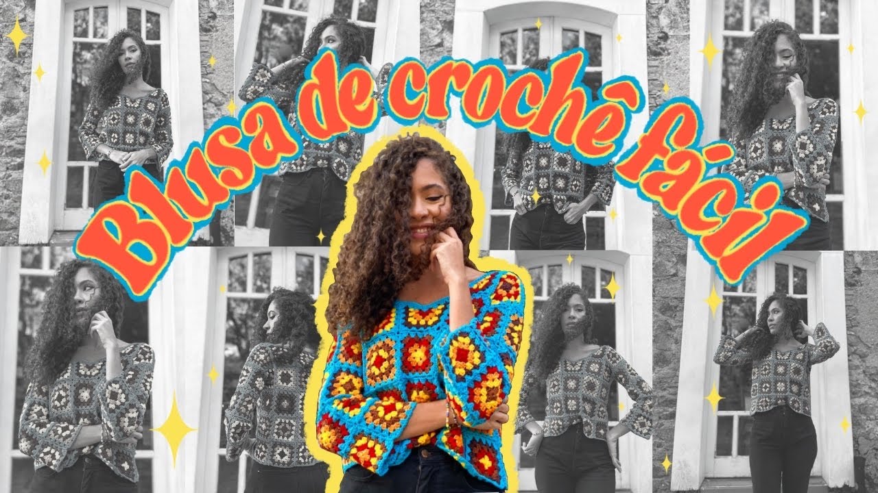 Tutorial passo a passo de Blusa de crochê com granny squares | Blusa Alto Astral