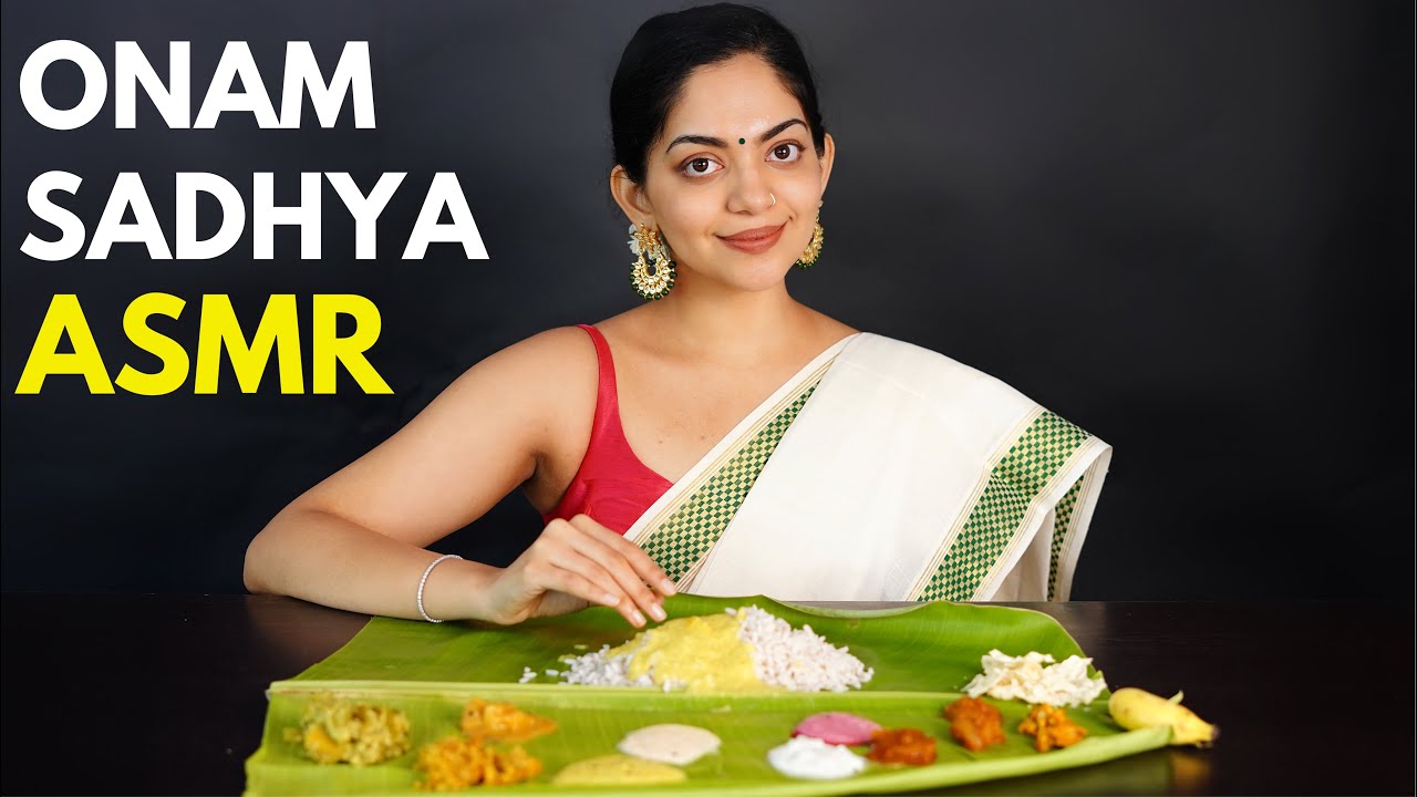 Eating Kerala Onam Sadhya | ASMR | Ahaana Krishna
