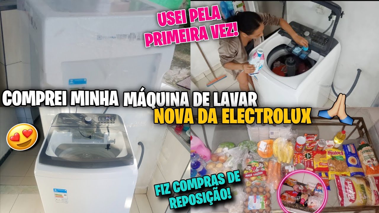 COMPREI MINHA MÁQUINA DE LAVAR NOVA DA ELECTROLUX LEC15🙌🏻LAVEI ROUPAS PELA PRIMEIRA VEZ+COMPRAS DE..