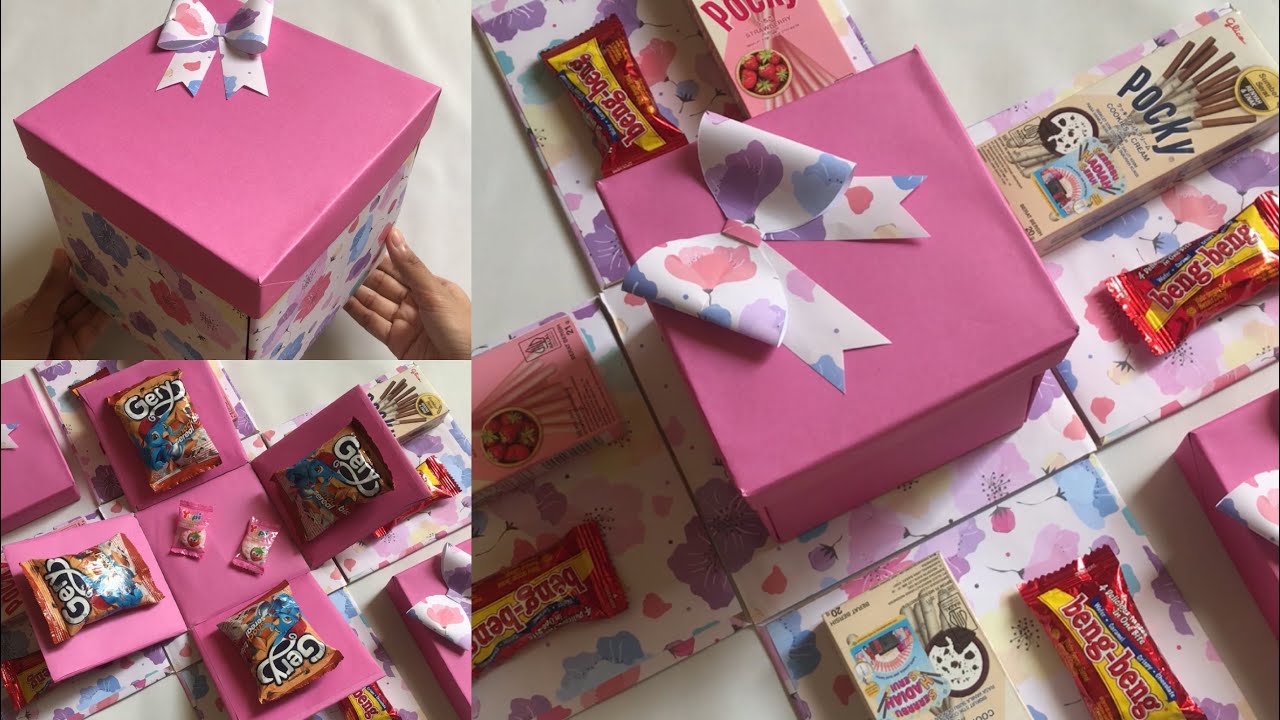 How To Make Explosion Box For Birthday | Cara Membuat Snack Box Tutorial - Gift Idea