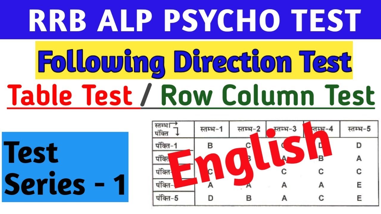 Test Series -1 | Table Test in English | ALP Psycho Test | TABLE TEST / ROW COLUMN TEST |