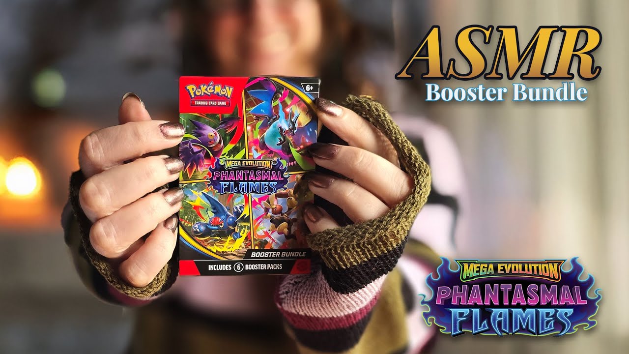 [ASMR] Phantasmal Flames 🩵 Booster Bundle ✨Whispered Pokémon Card Opening, Tapping, & Mouth Sounds