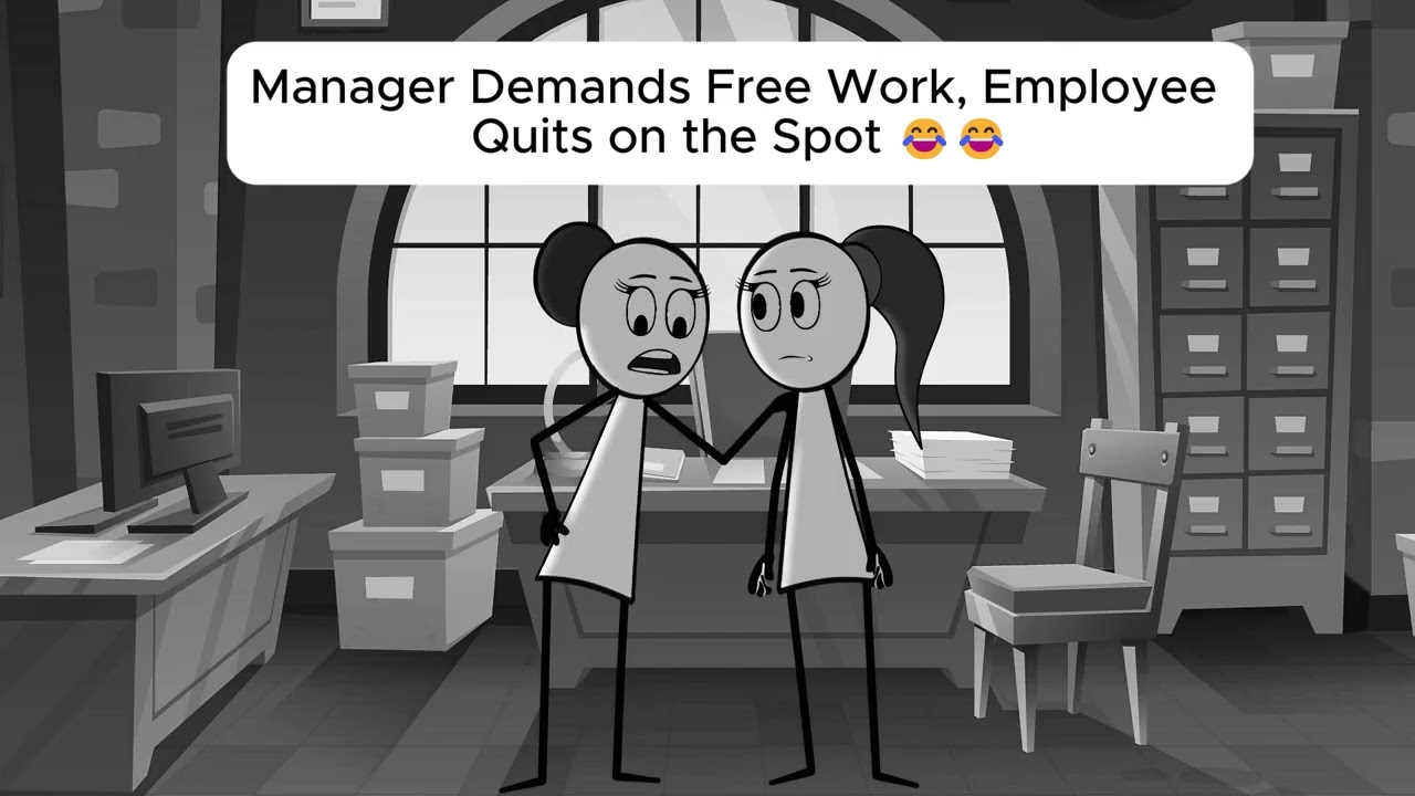 Manager Demands Free Work, Employee Quits on the Spot 😂😂#animation #relatable #usa #worklifebalance