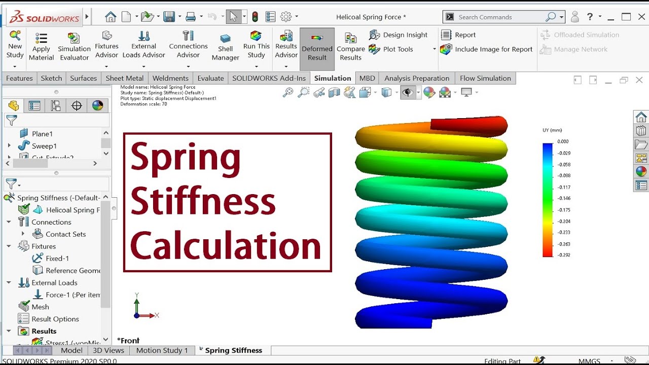 Spring stiffness calculation in SOLIDWORKS