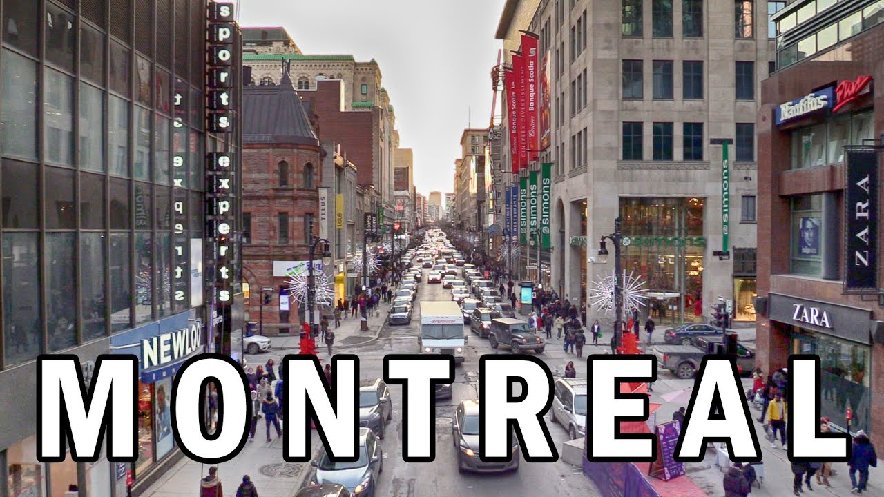 Walking Tour Downtown Montreal Ste. Catherine Street  Montreal, Quebec, Canada