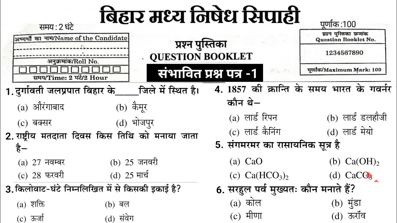 Bihar Police Madhya Prohibition Exam 2026, Gyan Bindu GS Academy, Expected Question Paper -01🔥| M...