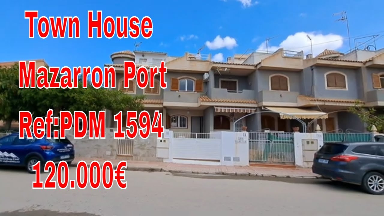 PDM1594  Town House tour Mazarrón Murcia. 120,000€ costa Calida villa Tours.COSTA CALIDA VILLAS