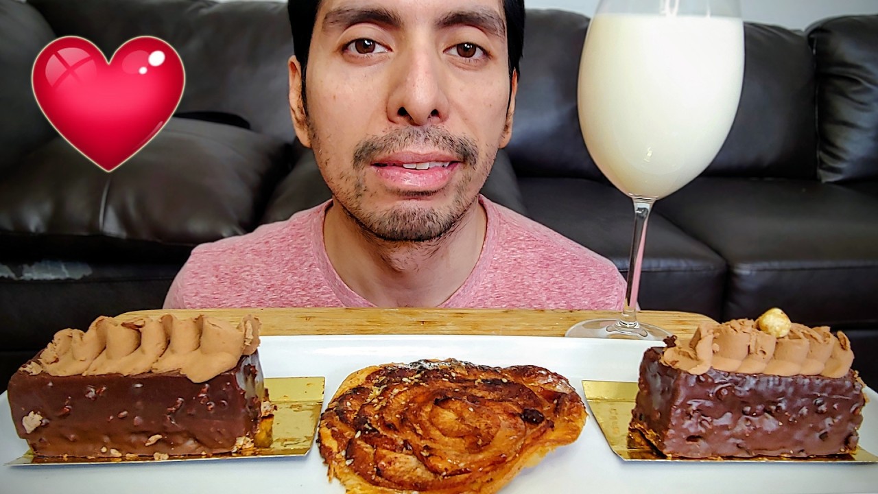 CHOCOLATE HAZELNUT CAKE, APPLE PASTRY, MILK VALENTINE'S DAY MUKBANG EATING SHOW