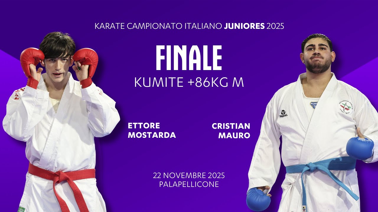 🥋Karate 👉 ETTORE MOSTARDA vs CRISTIAN MAURO 🥇 finale Kumite +86kgM Juniores 2025