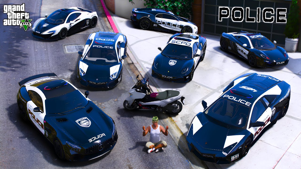 GTA 5 - Stealing Police Super CARS With Franklin! | (Real Life Cars #79)
