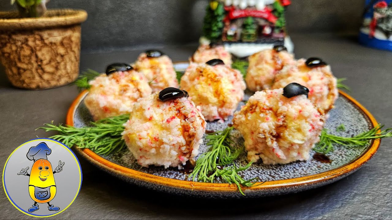 “RAFAELKAS” de cangrejo – aperitivo de Año Nuevo con salsa teriyaki. ¡Delicioso y original!