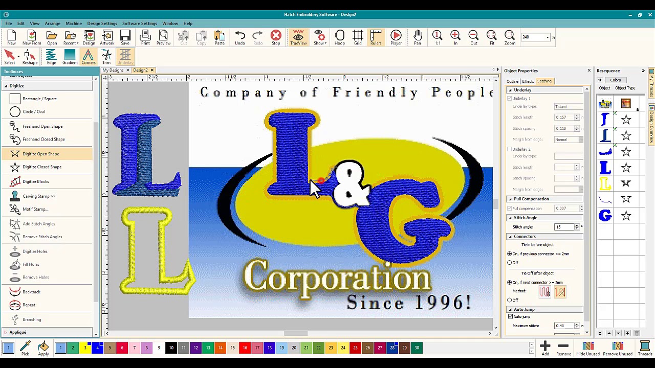 Hatch Embroidery: How to digitize a logo for a customer! Step by Step🙌