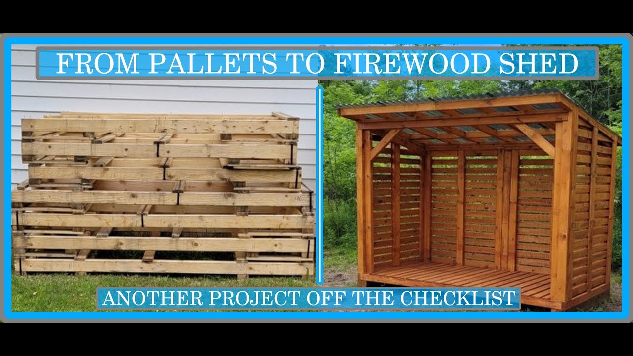 Wood shed built using pallet wood