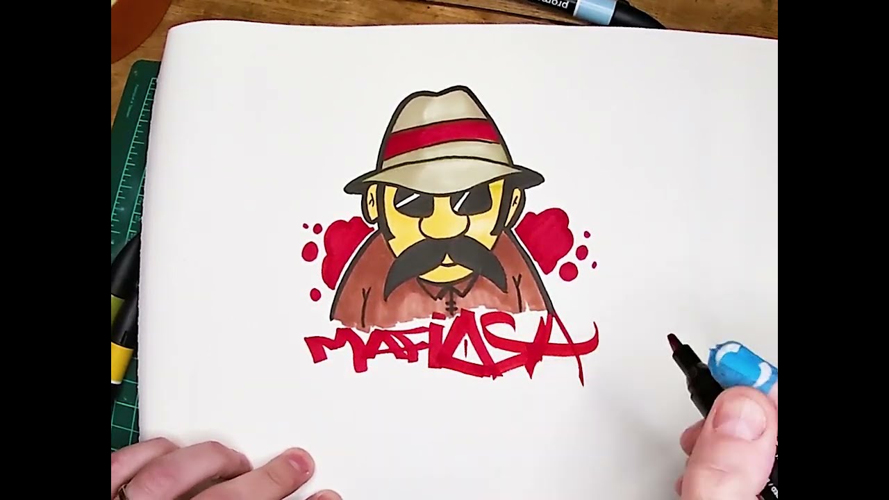Faire un graffiti bboy mafia  - dessin sketch